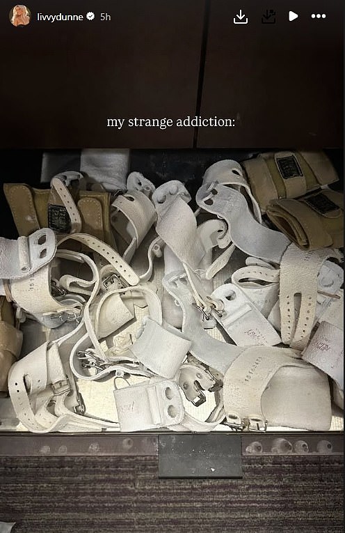 She also showed off her impressive if not bizarre amount of bar grips stashed in her locker