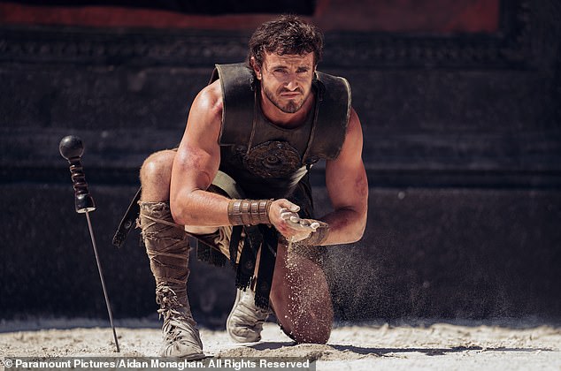 The idea of a Roman gladiator taking on a lion might sound like something from the recent blockbuster, Gladiator II (pictured). But it was a reality for one brave fighter 1,800 years ago - and we're not talking about Paul Mescal
