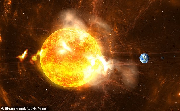 A solar superstorm, strong enough to cause an 'internet apocalypse', knock out satellites and cripple clean water supplies could hit Earth 'at any moment', experts have warned (stock image)