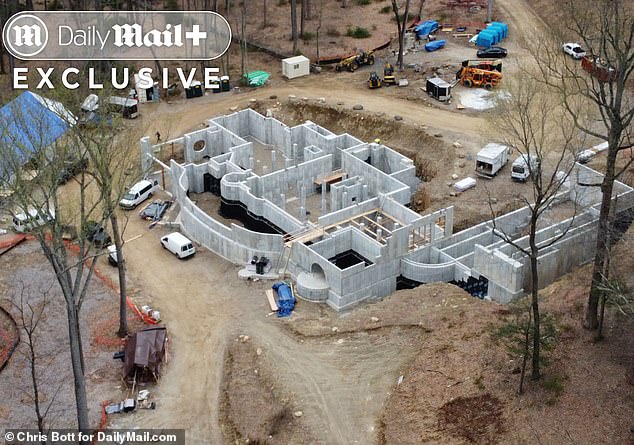 Though the couple purchased the property in 2018 and presented their development plans in 2022, these new images show the home is still in the very early stages of construction