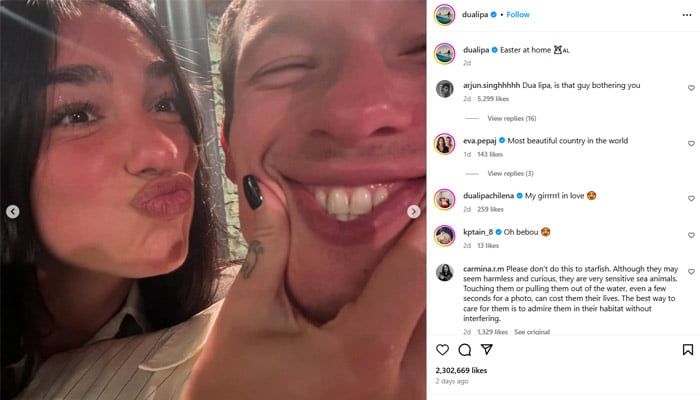 Dua Lipa shares photos from adorable easter celebrations with Callum Turner