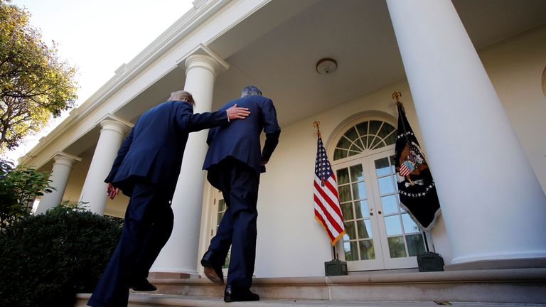 Donald Trump leaves the Rose Garden after announcing Jay Powell as his nominee to become chairman of the US Federal Reserve in 2017. File pic: Reuters