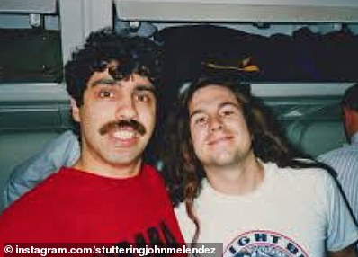 'Stuttering' John Melendez, pictured with Stern Show producer Gary Dell'Abate in the 1990s, worked on The Howard Stern Show from 1988 until 2004