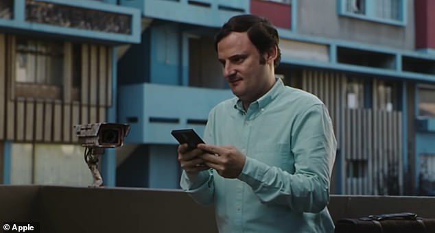 Paying homage to the 1963 film 'The Birds,' iPhone users are followed around by flying surveillance cameras spying on their online browsing habits
