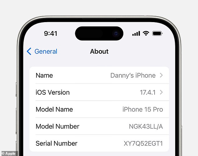 To keep using WhatsApp your device will need to be running iOS 15.1 or newer. To check which software you are using, simply open the Settings app, select General, and tap on the 'About' tab (pictured) to show the iOS Version