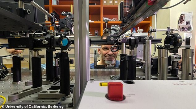 Austin Roorda, a professor of optometry and vision science at UC Berkeley, demonstrates what it looks like to be part of the experiments