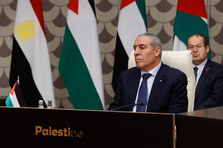 Secretary General of the Executive Committee of the Palestine Liberation Organization (PLO) Hussein al-Sheikh attends a meeting with U.S. Secretary of State Antony Blinken and other foreign ministers, amid the ongoing conflict between Israel and the Palestinian Islamist group Hamas, in Amman, Jordan, Saturday, Nov. 4, 2023. (Jonathan Ernst/Pool photo via AP)