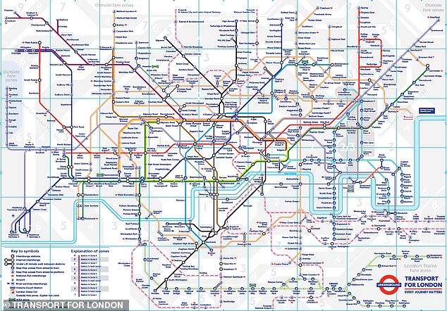 Unlike the real Transport for London (TFL) Tube map (pictured), this live version matches the real geography of the city of London