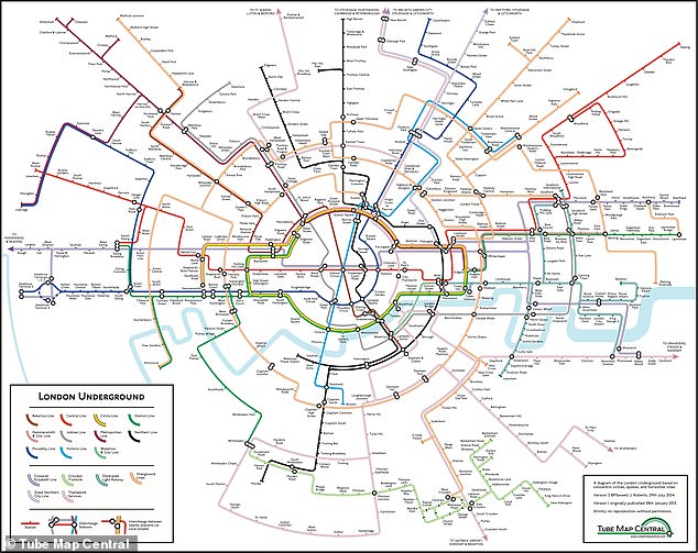 This is not the first alternative London Tube map. Last year a cartographer created a new version of the map using concentric circles and spokes, which the creator claims is easier to understand