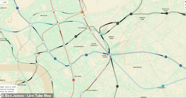 This incredible map allows users to watch live as trains travel from station to station along the underground lines