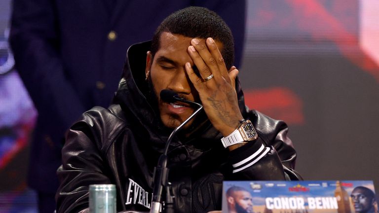Conor Benn during the press conference. Pic: Reuters