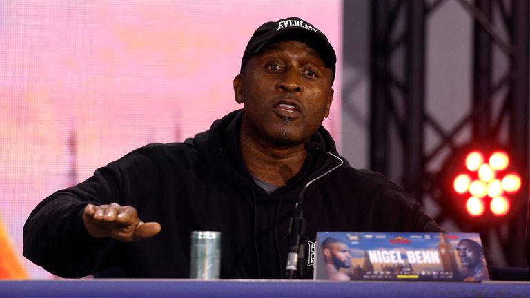 Nigel Benn during the press conference. Pic: Reuters