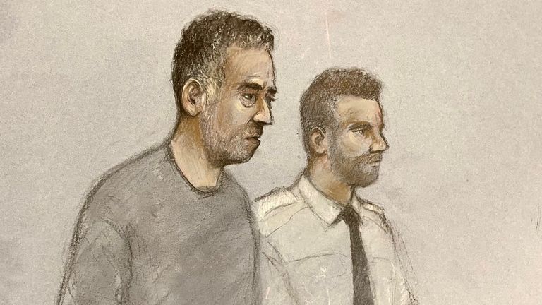 A court sketch of Paul Butler at Plymouth Crown Court.
Pic: PA/Elizabeth Cook