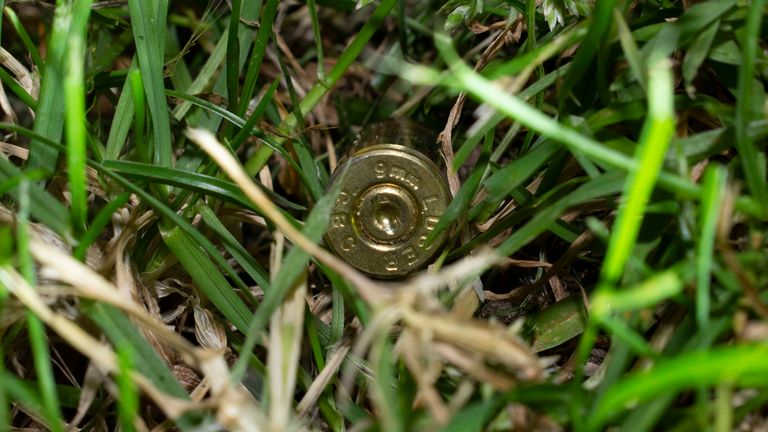 A bullet casing found in the back garden. Pic: Met Police 