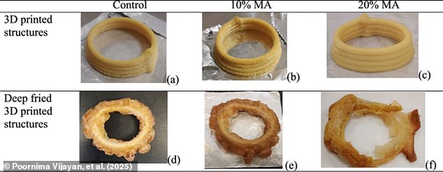 The researchers tested various ingredient ratios to work out which would provide a texture closest to that of a real squid ring