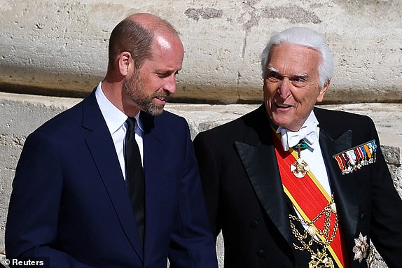 Britain's Prince William walks ahead of the funeral Mass of Pope Francis, at the Vatican, April 26, 2025. REUTERS/Kai Pfaffenbach