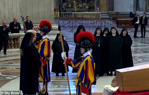 Trump paying respects at Pope Funeral