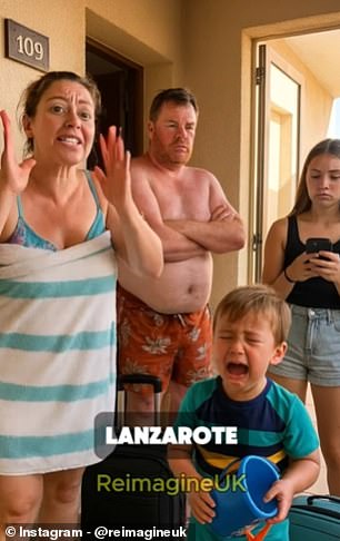 One family that doesn't appear to be enjoying themselves is the group in Lanzarote