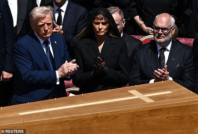 U.S President Donald Trump and first lady Melania Trump at the funeral Mass on Saturday