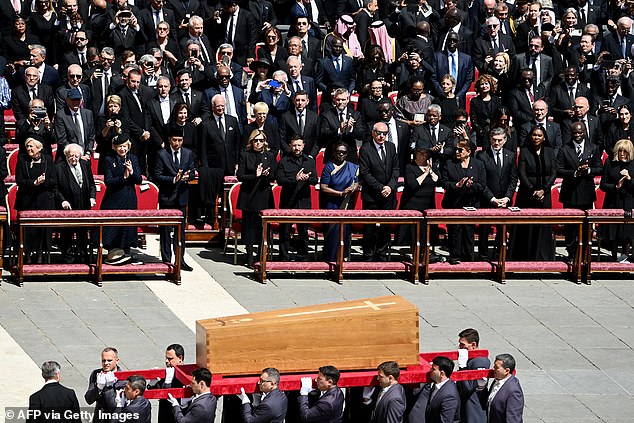 Several world dignitaries could be seen taken images from the crowd as the Pope was laid to rest