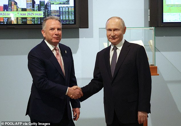 Trump apparently souring on Putin as a peace partner comes after he sent US Special Envoy Steve Witkoff (pictured left) to broker an end to the war in Ukraine