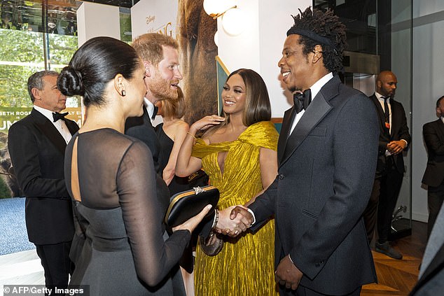A source has claimed that Meghan and her team wanted A-listers like Beyonce (pictured with the Sussexes and Jay-Z in 2019) and Taylor Swift to appear on her podcast