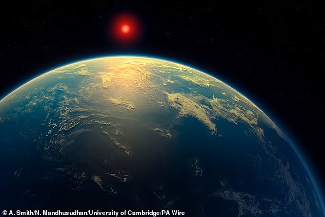 Researchers found traces of chemicals produced by life in the atmosphere of K2-18b (artist's impression), a planet 124 light-years from Earth. This planet is most likely a 'Hycean' world covered by oceans