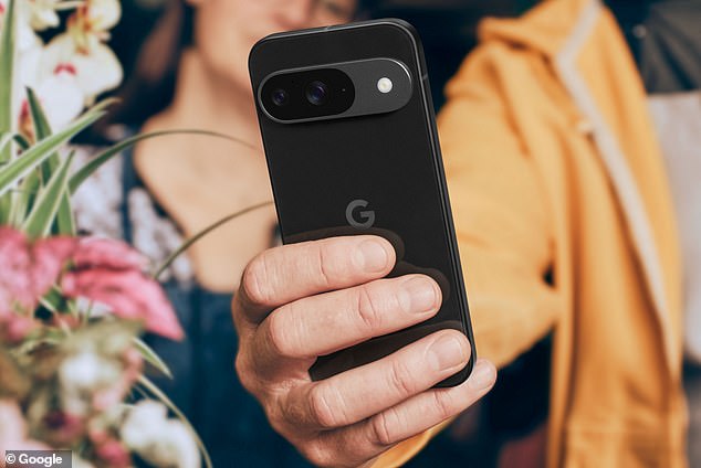 The Google Pixel 9 (pictured) was released last year. Note the distinctive rectangular camera bar across the back housing the cameras