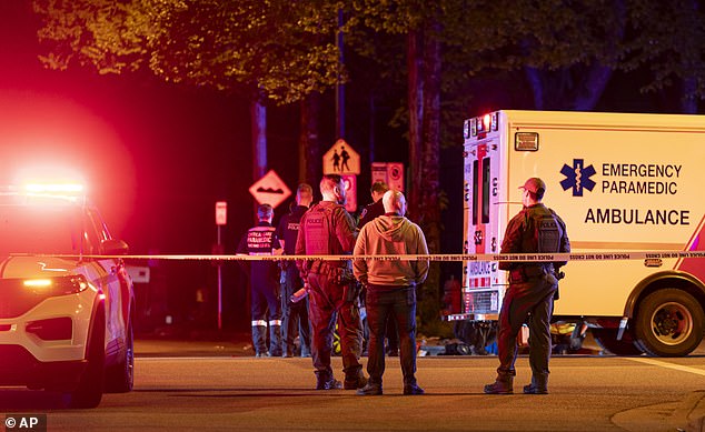 Vancouver police secure the scene after a car drove into a crowd at the Lapu Lapu Festival -- April 26, 2025