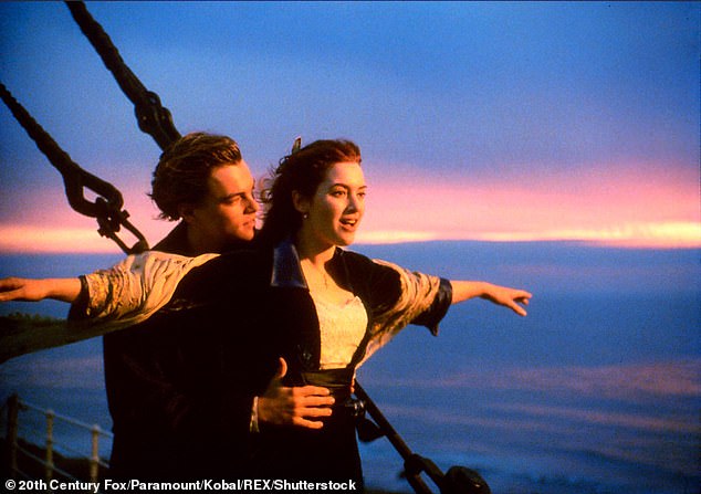 As for the question of the door - whether Jack could have fit or survived - Cameron has long maintained that the physics of the situation would not support it, a sentiment echoed by Schwankert. Pictured: Scenes from James Cameron's 1997 movie Titanic