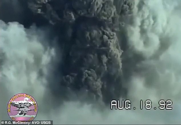 Matt Haney, scientist-in-charge at the AVO, previously told DailyMail.com that an eruption from Mount Spurr today would probably look similar to the 1992 event