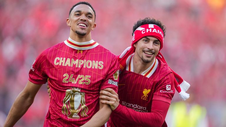 Trent Alexander-Arnold (left) and Curtis Jones. Pic: AP