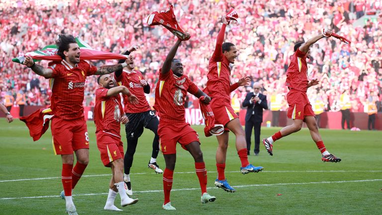 Players' celebrations after full-time. Pic: Reuters