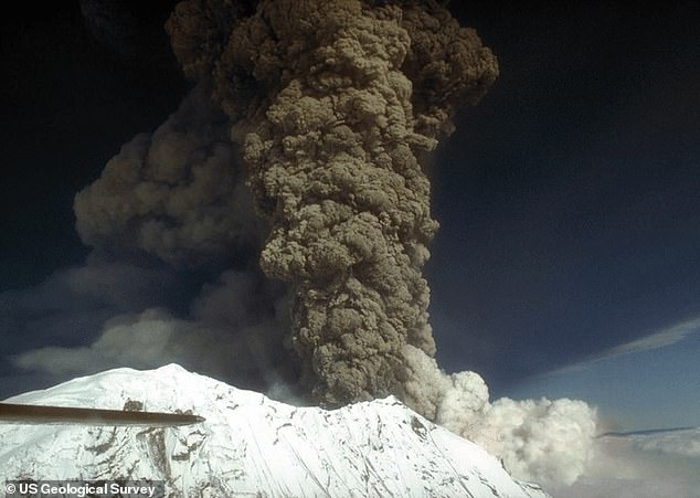 Haney said an impending eruption from this volcano would likely look similar to the 1992 event (pictured), which occurred at Mount Spurr's side vent: Crater Peak