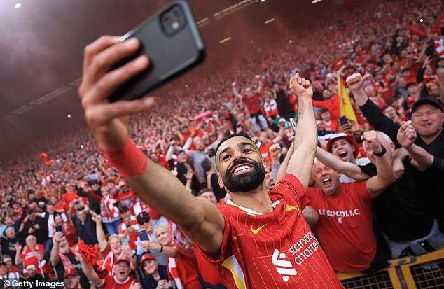 Mohamed Salah took another iconic selfie with supporters long after the final whistle