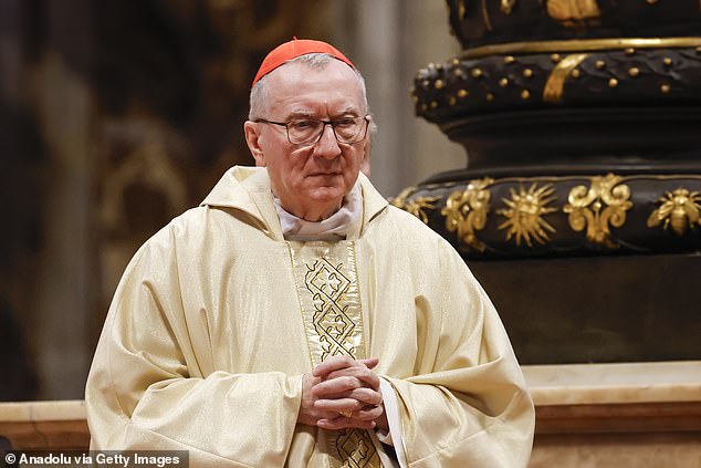 According to AI, the leading candidate for the next Pontiff is Cardinal Pietro Parolin (pictured), the 70-year-old Italian priest seen by many as the natural heir to Pope Francis' legacy