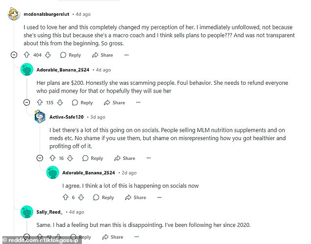 A number of Reddit users said that they were upset after learning Rohner had been using Ozempic
