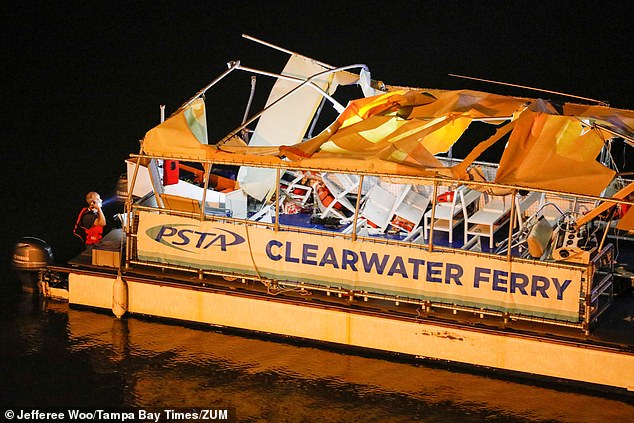 Parts of the roof were entirely torn down and plastic chairs collapsed in on themselves during the crash