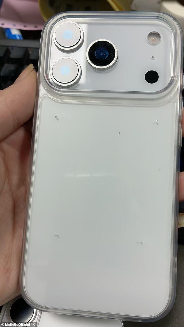 The leaker behind this possible colour reveal recently claimed to show an iPhone 17 prototype (pictured). However, their reliability is not 100 per cent, and they may get the details wrong.