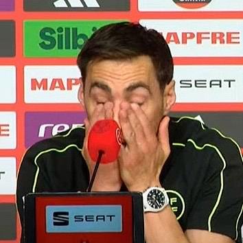Referee Ricardo de Burgos Bengoetxea was left in tears during a pre-match press conference