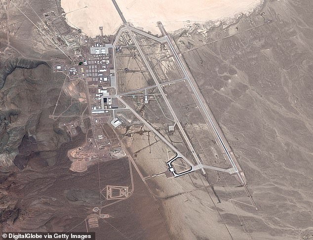 Above, a satellite view of Area 51. The United States Air Force facility is a remote detachment of Edwards Air Force Base, within the Nevada Test and Training Range