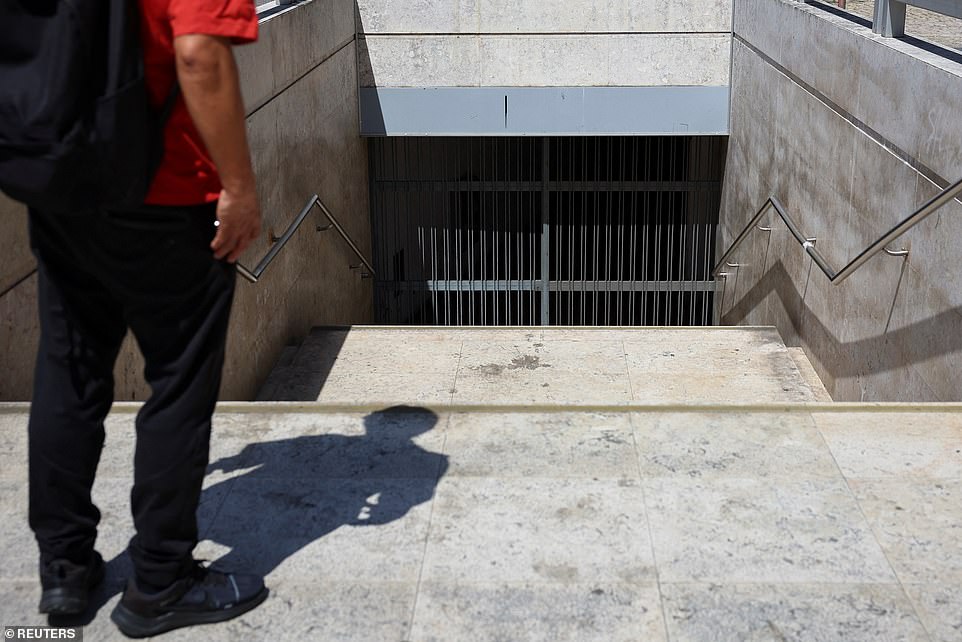 A view shows a closed metro station following a power outage in Lisbon