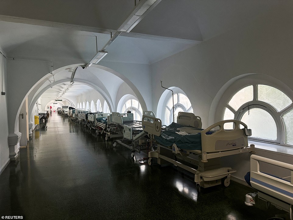 A view of empty hospital emergency beds at a hospital during a power outage which hit large parts of Spain