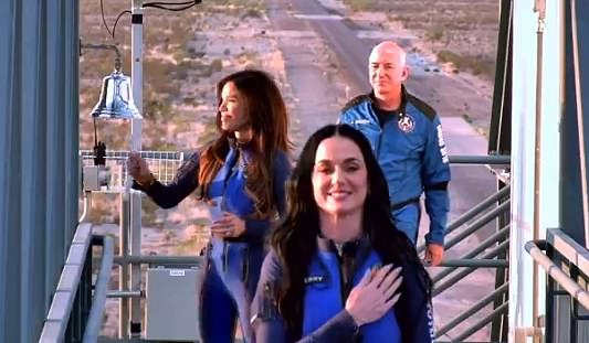 Another user claimed Perry putting her hand over the patch after ringing the bell before the launch was also part of the ritual. They said her placing her heart on the patch was pledging allegiance to Baphomet