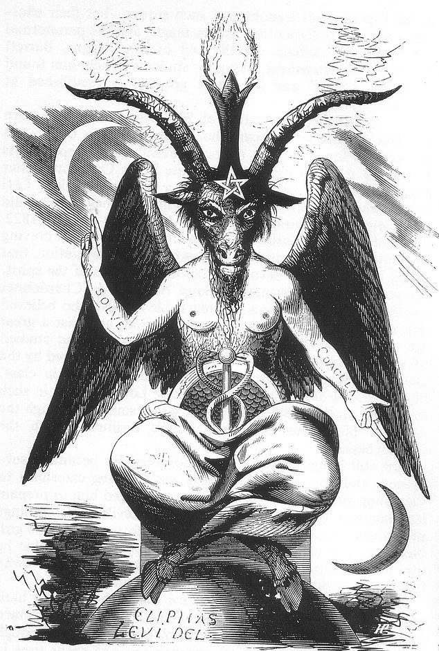 Baphomet, often depicted as a goat-headed figure with a human body, is frequently associated with the Church of Satan and other occult and pagan traditions