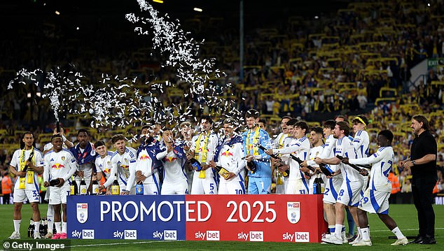 Confetti rains down as Elland Road celebrates an immediate return to the Premier League