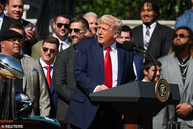 Trump repeated his taunts of the singer as the Philadelphia Eagles visited the White House