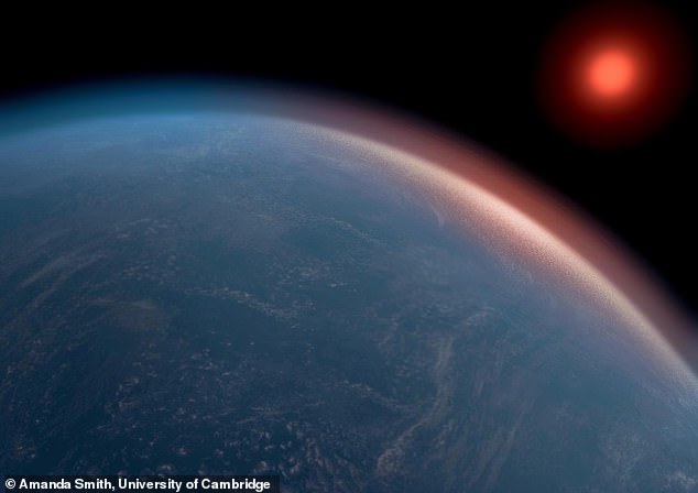 Artist's impression of K2-18b with its potentially vast oceans which could be 'teeming with life'