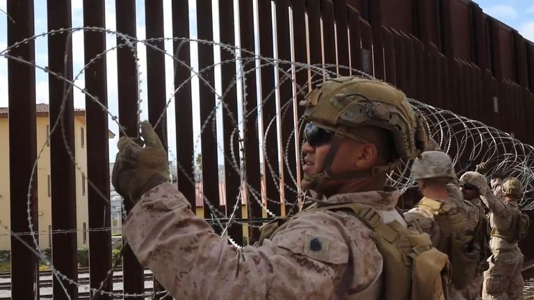 US Immigration: U.S. Marines Reinforce Southern Border Wall
