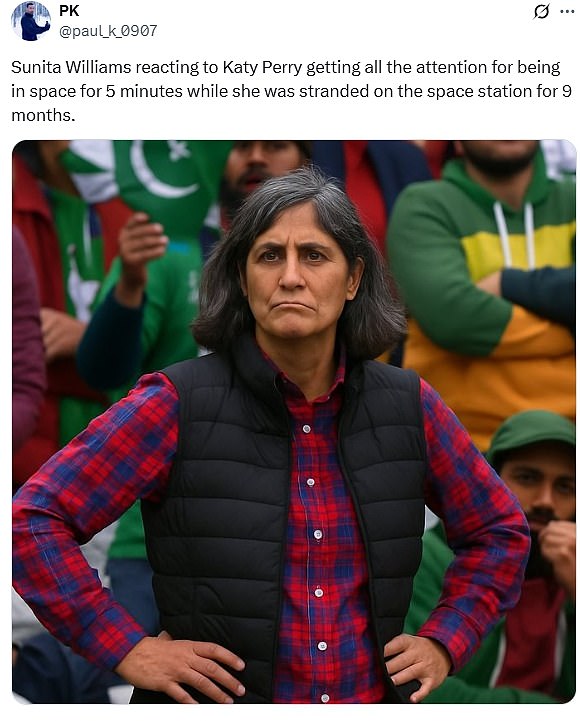 Other social media users took made memes to express their feelings of Perry kissing the ground after the 11-minute mission